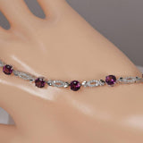 Natural Amethyst Gemstone Tennis Bracelet Real Solid 925 7"