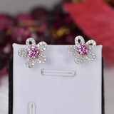 Elegant 1ct Flower Pink Moissanite Earrings 925 Sterling