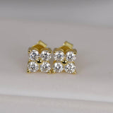 Elegant 4 Stones Moissanite Stud Earrings 925 Sterling Yellow Gold Plated 18K