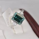 4.0 ct Emerald Green Cut Moissanite Ring 925 Size 6 only