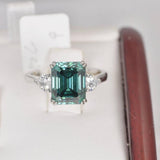 4.0 ct Emerald Green Cut Moissanite Ring 925 Size 6 only