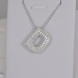 All Moissanite Bubble "D" Initial Pendant 925 Sterling Silver 16 inches