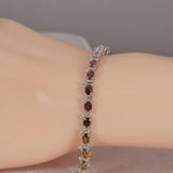 Natural Multi Tourmaline Gemstone Tennis Bracelet 7 inches