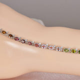 Natural Multi Tourmaline Gemstone Tennis Bracelet 7 inches