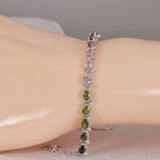 Natural Multi Tourmaline Gemstone Tennis Bracelet 7 inches