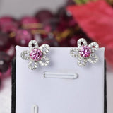 Elegant 1ct Flower Pink Moissanite Earrings 925 Sterling