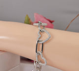Moissanite Fully Ice Heart Link Bracelet Solid 925, 7 inches