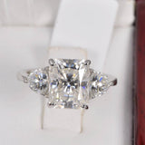 Moissanite 5.0 ct Radiant Cut Ring 925 Sterling Size 6, 7 only