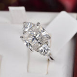 Moissanite 5.0 ct Radiant Cut Ring 925 Sterling Size 6, 7 only