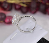 Moissanite Double Halo Engagement Ring, Sterling Silver, Size 5/7/8