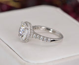 Moissanite Double Halo Engagement Ring, Sterling Silver, Size 5/7/8