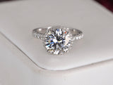 Moissanite Double Halo Engagement Ring, Sterling Silver, Size 5/7/8