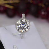 Moissanite Double Halo Engagement Ring, Sterling Silver, Size 5/7/8