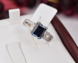 3ct Moissanite Ring Deep Purple Emerald Cut Engagement Ring Size 5, 6 only