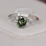 1.5ct Oval Cut Green Moissanite Engagement Ring Size 5 & 8 only