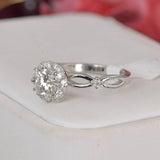 1.8 tcw Halo Brilliant Round Cut Moissanite Engagement Ring Size 6, 7, 8, 9 only