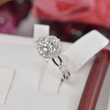 1.8 tcw Halo Brilliant Round Cut Moissanite Engagement Ring Size 6, 7, 8, 9 only