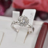1.8 tcw Halo Brilliant Round Cut Moissanite Engagement Ring Size 6, 7, 8, 9 only
