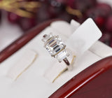3.0 tcw Emerald Cut Moissanite Engagement Ring 925 Size 7, 9 Only