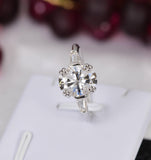 3.4ct Oval Cut 925 Sterling Real Moissanite Engagement Ring Size 5, 7, 8 only