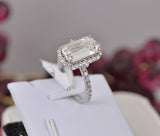 Halo Emerald Cut Moissanite Ring 8.35ct Full Eternity Engagement Size 9