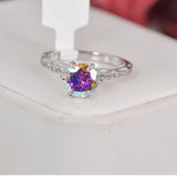 2.0ct Round Brilliant Cut AB Moonstone Moissanite Engagement Ring Size 5, 6, 7 only