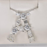Moissaite "A" Diamond all Moissanite Initial Pendant 925 Sterling Silver