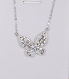 Elegant Butterfly Moissanite Pendant 18" 925 Sterling Silver