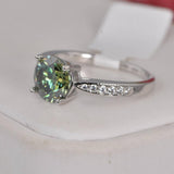 2.0ct Round Brilliant Cut Green Moissanite Engagement Ring Size 5, 6, 7 only