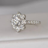 3.55ct All Moissanite Sunflower Engagement Ring size 6 and 7 only