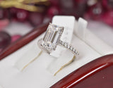 Moissanite Ring 7.88 tcw Emerald Cut Engagement Ring 925 size 7, 9, 10 only