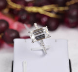 Moissanite Ring 7.88 tcw Emerald Cut Engagement Ring 925 size 7, 9, 10 only