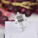 Moissanite Ring 7.88 tcw Emerald Cut Engagement Ring 925 size  9, 10 only