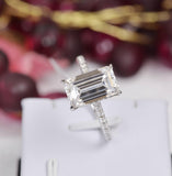 Moissanite Ring 7.88 tcw Emerald Cut Engagement Ring 925 size 7, 9, 10 only