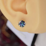 Moissanite 2.0 ctw Rainbow Blue Stud Earrings 925 Sterling