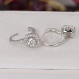 Moissanite 1.0 ctw Halo Huggies Lever Hoop Earrings 925 Sterling