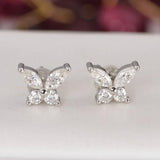 All Moissanite 2.2 ctw Butterfly Stud Earrings 925 Sterling
