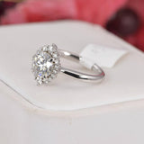 2ct Halo All Moissanite Round Cut Engagement Ring Size 7 only