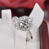 2ct Halo All Moissanite Round Cut Engagement Ring Size 7 only