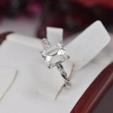 Moissanite 3ct Emerald Cut Engagement Ring 925 Sterling Silver Size 5 and 8 only