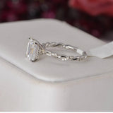 Moissanite 3ct Emerald Cut Engagement Ring 925 Sterling Silver Size 5 and 8 only