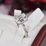 Moissanite 3ct Emerald Cut Engagement Ring 925 Sterling Silver Size 5 and 8 only