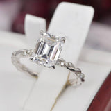 Moissanite 3ct Emerald Cut Engagement Ring 925 Sterling Silver Size 5 and 8 only