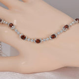 Natural Garnet Gemstones Tennis Bracelet 7"