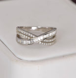 Emerald Round Cut Half Band Moissanite Ring 925 Sterling Size 6 & 9 only