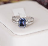 3ct Moissanite Ring Deep Purple Emerald Cut Engagement Ring Size 5, 6 only