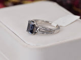 3ct Moissanite Ring Deep Purple Emerald Cut Engagement Ring Size 5, 6 only