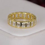 Moissanite Emerald Cut Wedding Band Ring YG Size 5 & 7 only