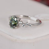 1.5ct Oval Cut Green Moissanite Engagement Ring Size 5 & 8 only