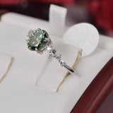 1.5ct Oval Cut Green Moissanite Engagement Ring Size 5 & 8 only